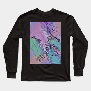 pretty rainbow colours feather palm print exotic design tropical poster Long Sleeve T-Shirt